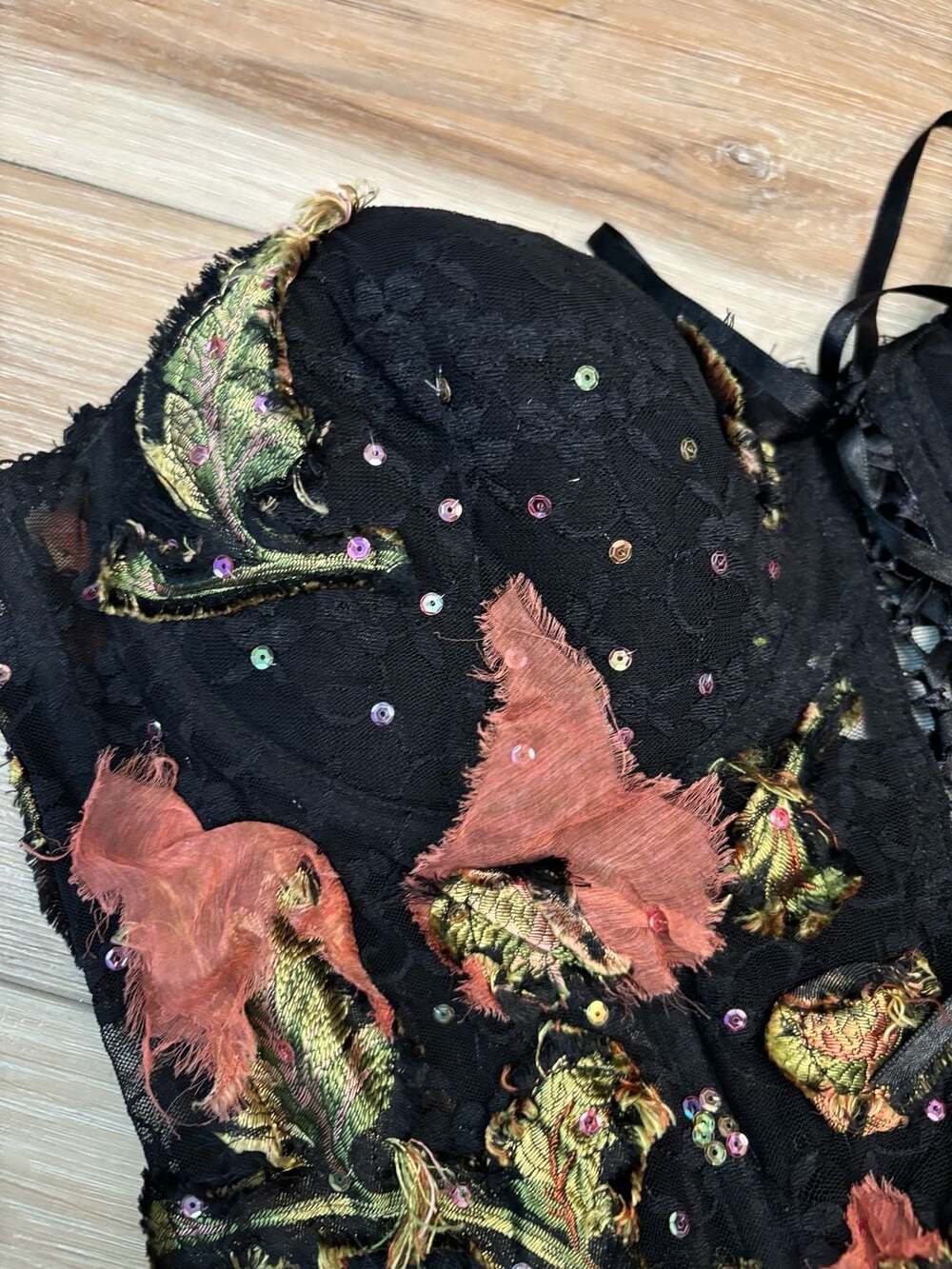 Vintage Alberto Makali Floral Lace and Embroidery Corset Bustier Top Silk Blend - Picture 3 of 10